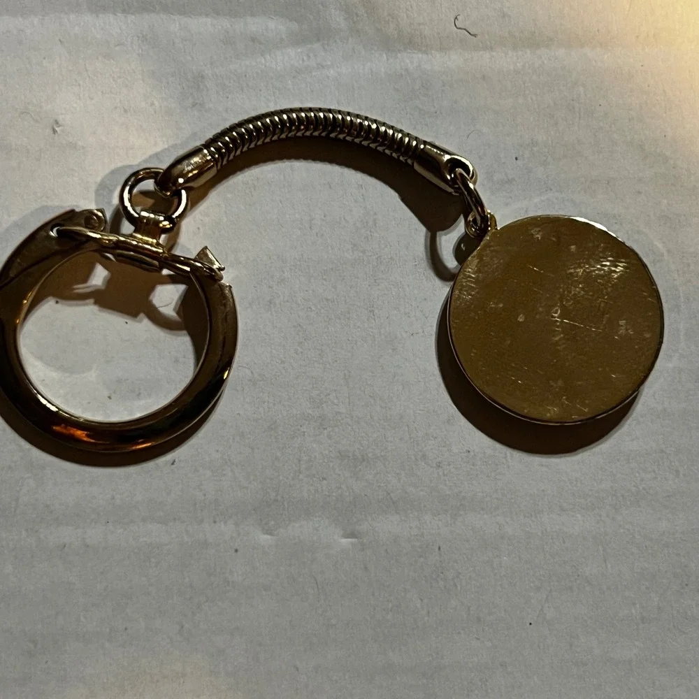 Keychain Gold Tone Bowling Ball Pin Retro Snake Chain Ring Fob